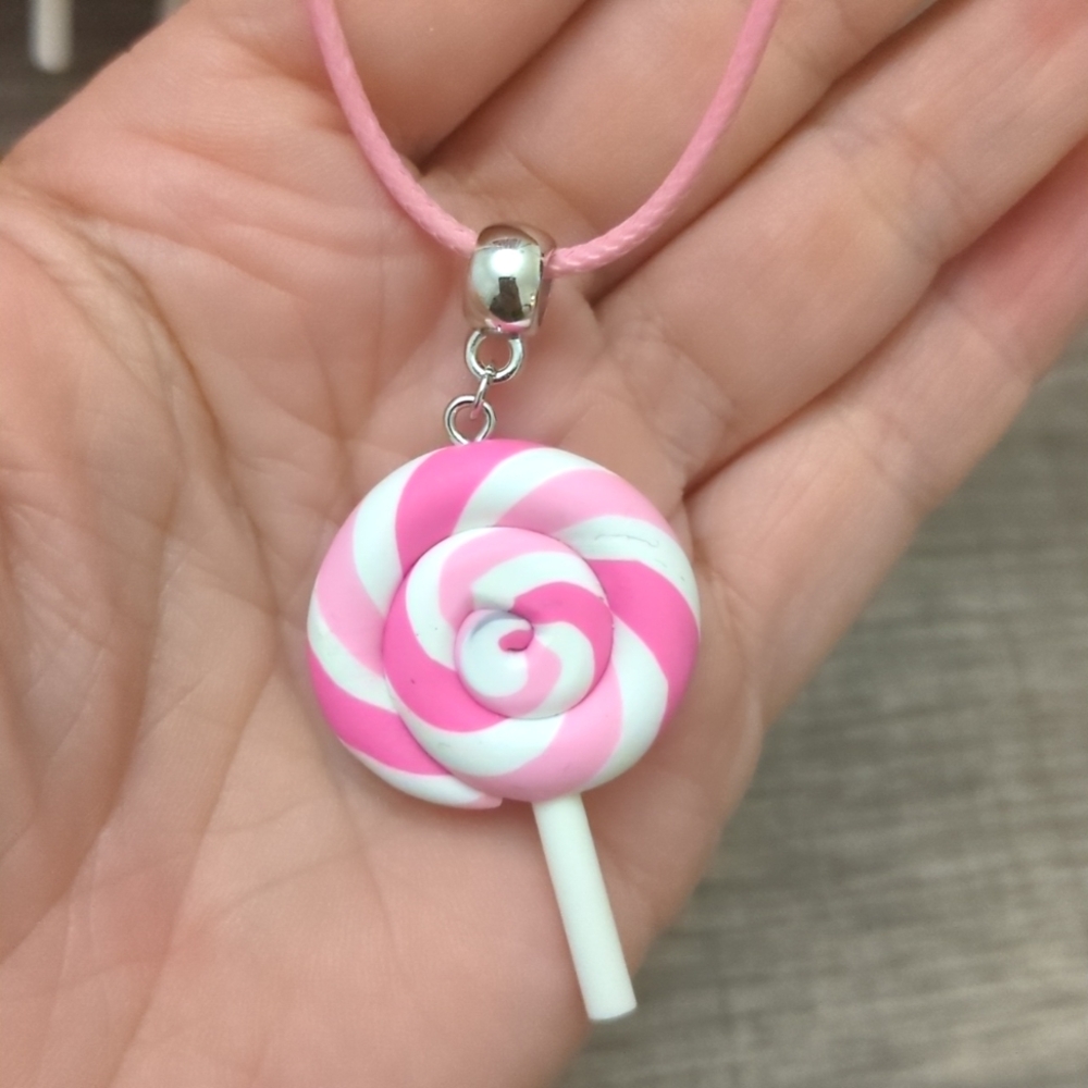 Pink Lollipop Necklace pendant charm jewelry breast cancer Awareness